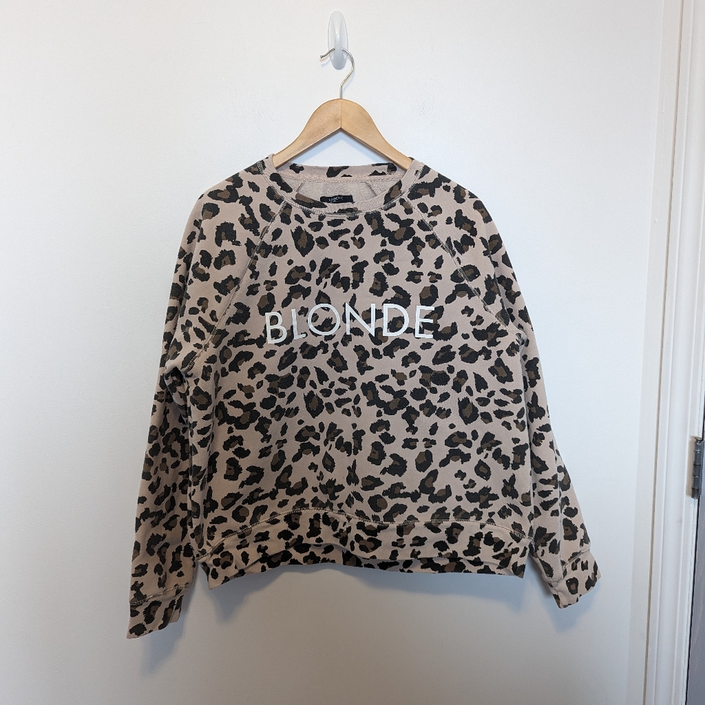 BRUNETTE THE LABEL | Blonde leopard print crew neck sweatshirt